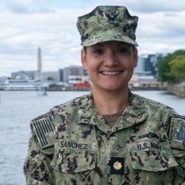 Photo By Sgt. Benjamin Whitten | U.S. Navy Lt. Cmdr. Swift Sanchez, assigned to Joint Task Force-National Capital Region, poses for a photo at Fort McNair, Washington, D.C., Oct. 9, 2024. Sanchez is supporting the 60th Presidential Inauguration as an intelligence operations planner. Sanchez hails from Forks, Washington, and has been serving in the Navy for 19 years. (U.S. Marine Corps photo by Sgt. Benjamin Whitten)