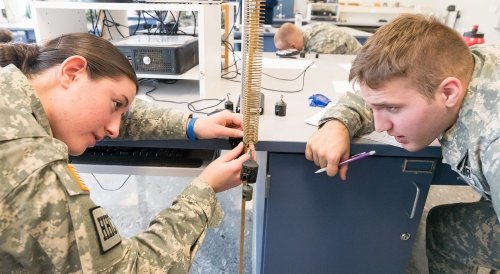 Norwich Students experimenting in Physics Lab