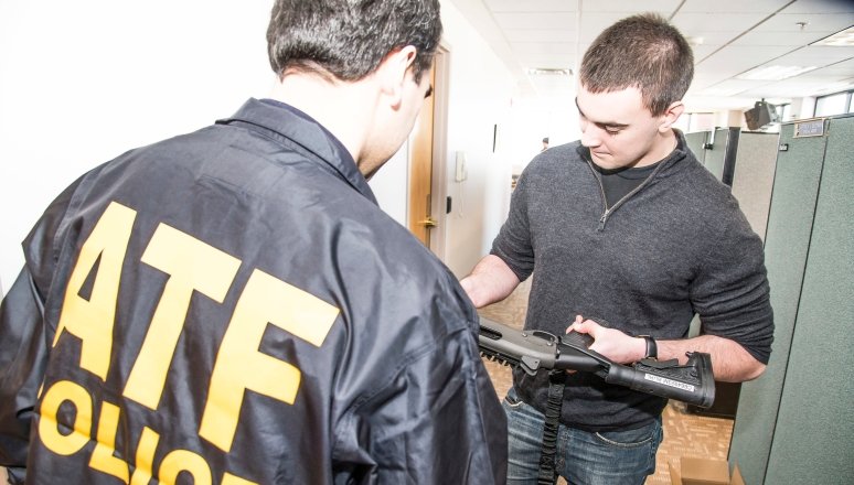 Student participating in internship with ATF Police.