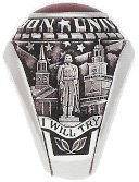 Norwich University civilian undergrad class ring - traditional side